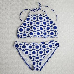 Thats It Retro Floral 2 Piece Bikini Set Size Medium Blue